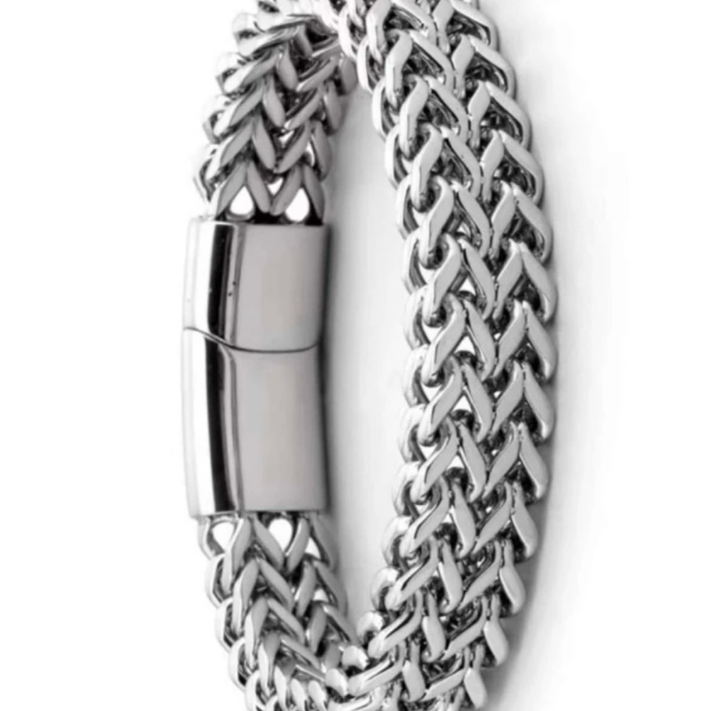 Men sterling silver double chain bracelet New - Picture 4 of 4